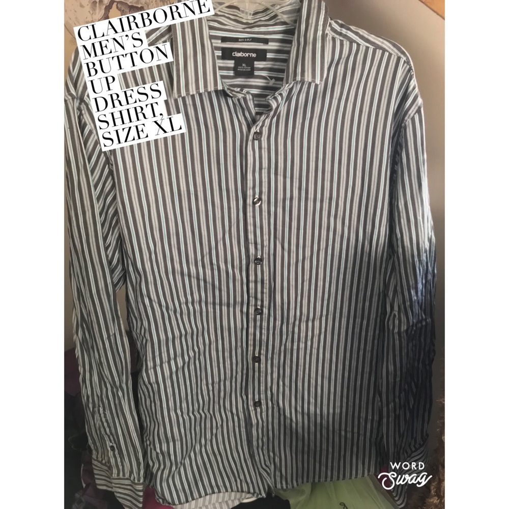 Claiborne Striped Men’s Button Up Dress Shirt XL